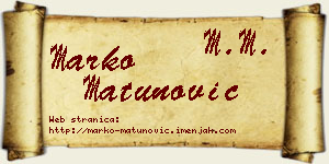 Marko Matunović vizit kartica